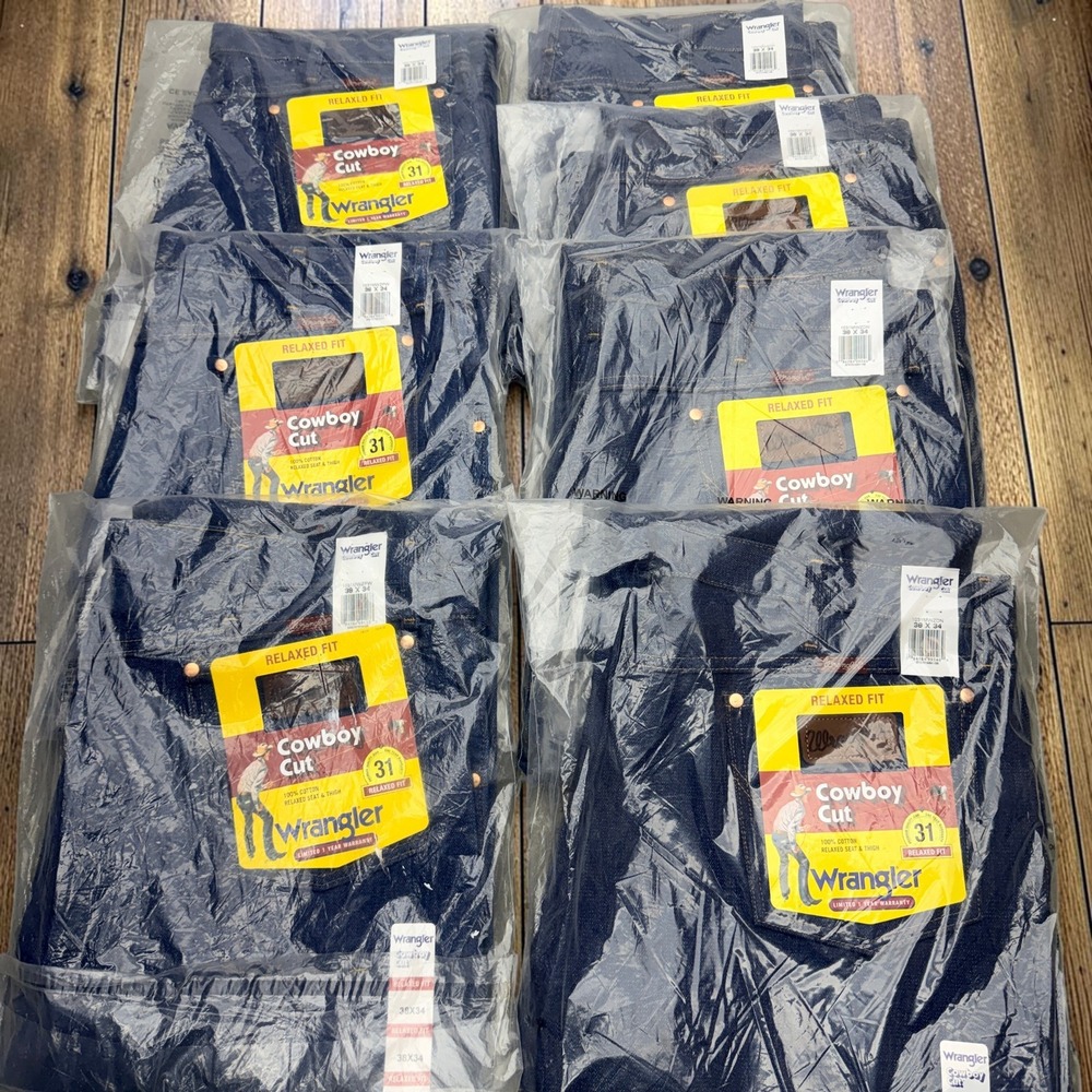 Wrangler 31MWZ Cowboy Cut Jeans 38x34 Relaxed Fit Rigid Indigo Blue Denim NOS
